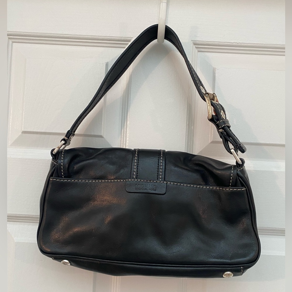 Michael Kors Black Leather Shoulder Bag with Buckle - Picture 8 of 14